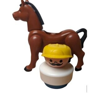 Lot 2 Fisher Price Little People CHUNKY CONSTRUCTION WORKER 70s Hong Kong Horse